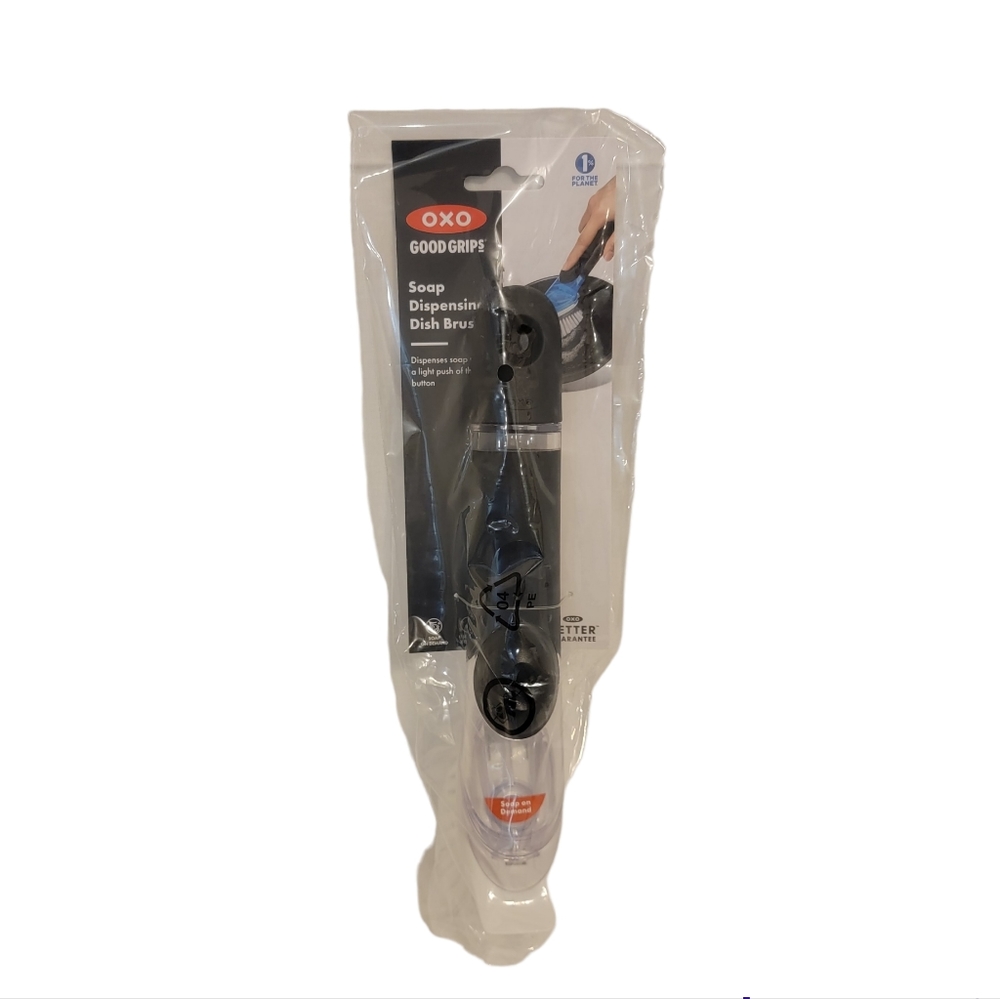OXO Good Grips Soap Dispensing Dish Brush Black White Dishes